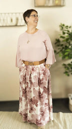 Jupe longue fleurie LISE – vêtement grande taille femme Harmonist'yle