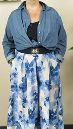 Jupe longue fleurie LISE – vêtement grande taille femme Harmonist'yle