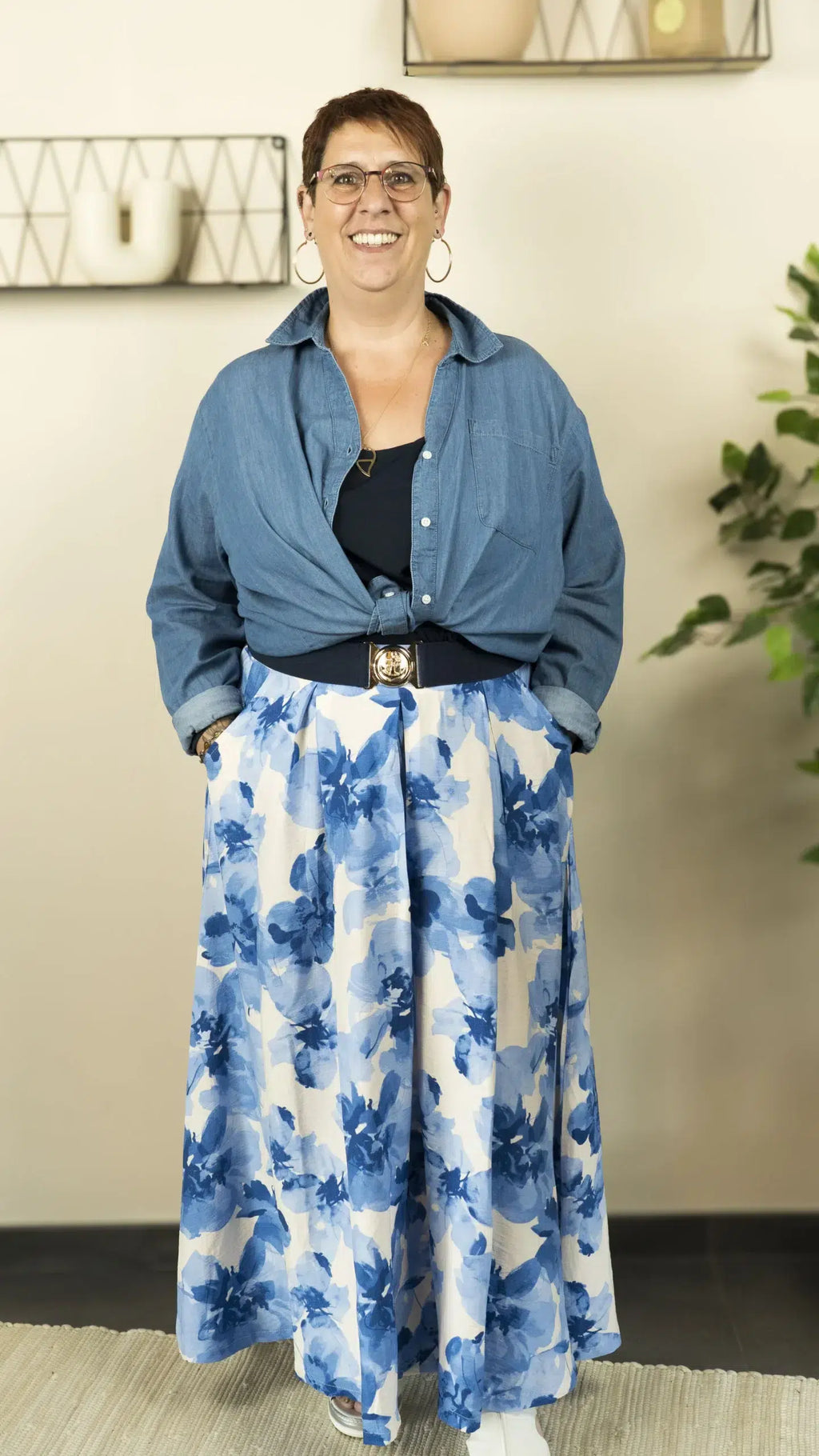 Jupe longue fleurie LISE – vêtement grande taille femme Harmonist'yle