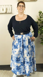 Jupe longue fleurie LISE – vêtement grande taille femme Harmonist'yle