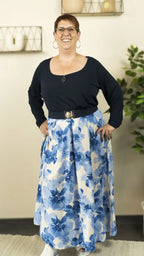 Jupe longue fleurie LISE – vêtement grande taille femme Harmonist'yle