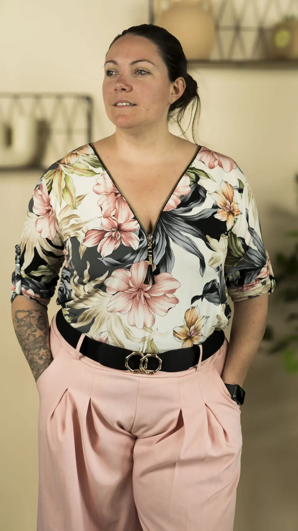 Blouse fleurie ALYA – vêtement grande taille femme Harmonist'yle