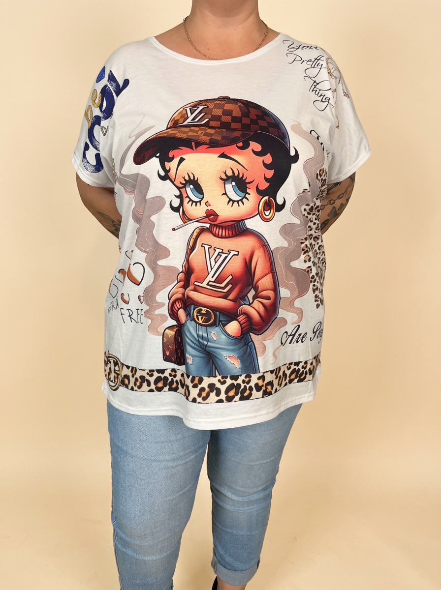 T-shirt imprimé ANNA – modèle 1 – vêtement grande taille femme Harmonist'yle