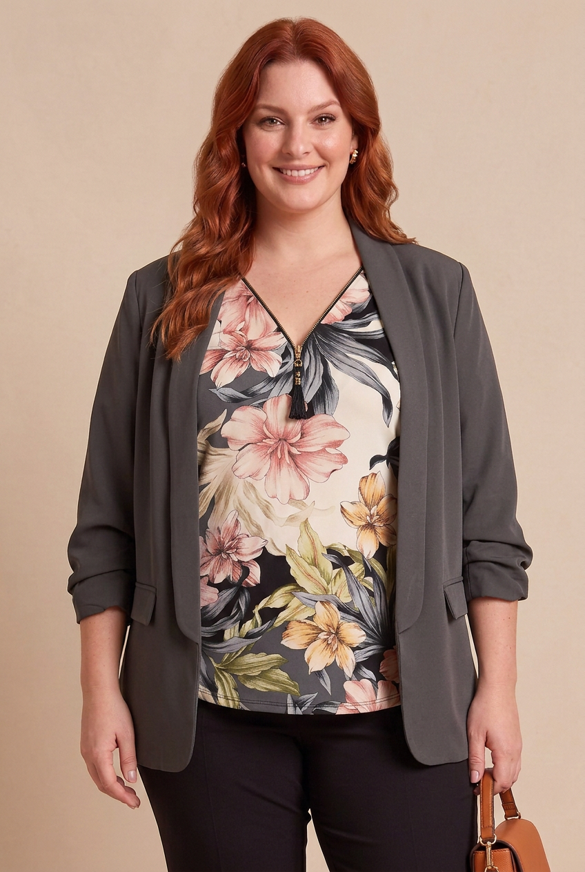 Blouse ALYA avec blazer Belle-de-nuit – mode grande taille femme