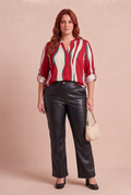 Blouse FLORA avec pantalon BLACKY et sac beige – mode grande taille femme