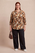 Blouse IMOGÈNE et NORA noir vue trois-quarts – mode grande taille femme