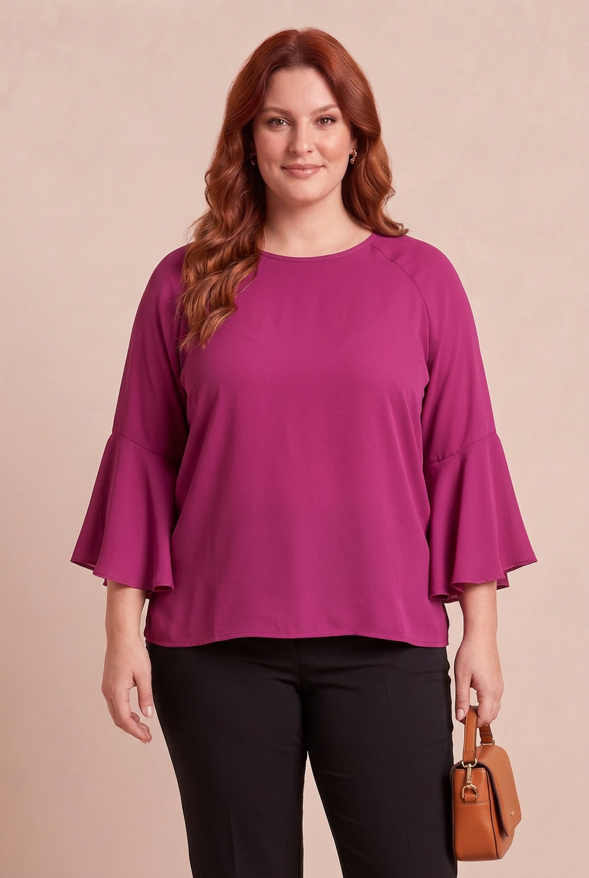 Blouse LORA fuchsia – mode grande taille femme