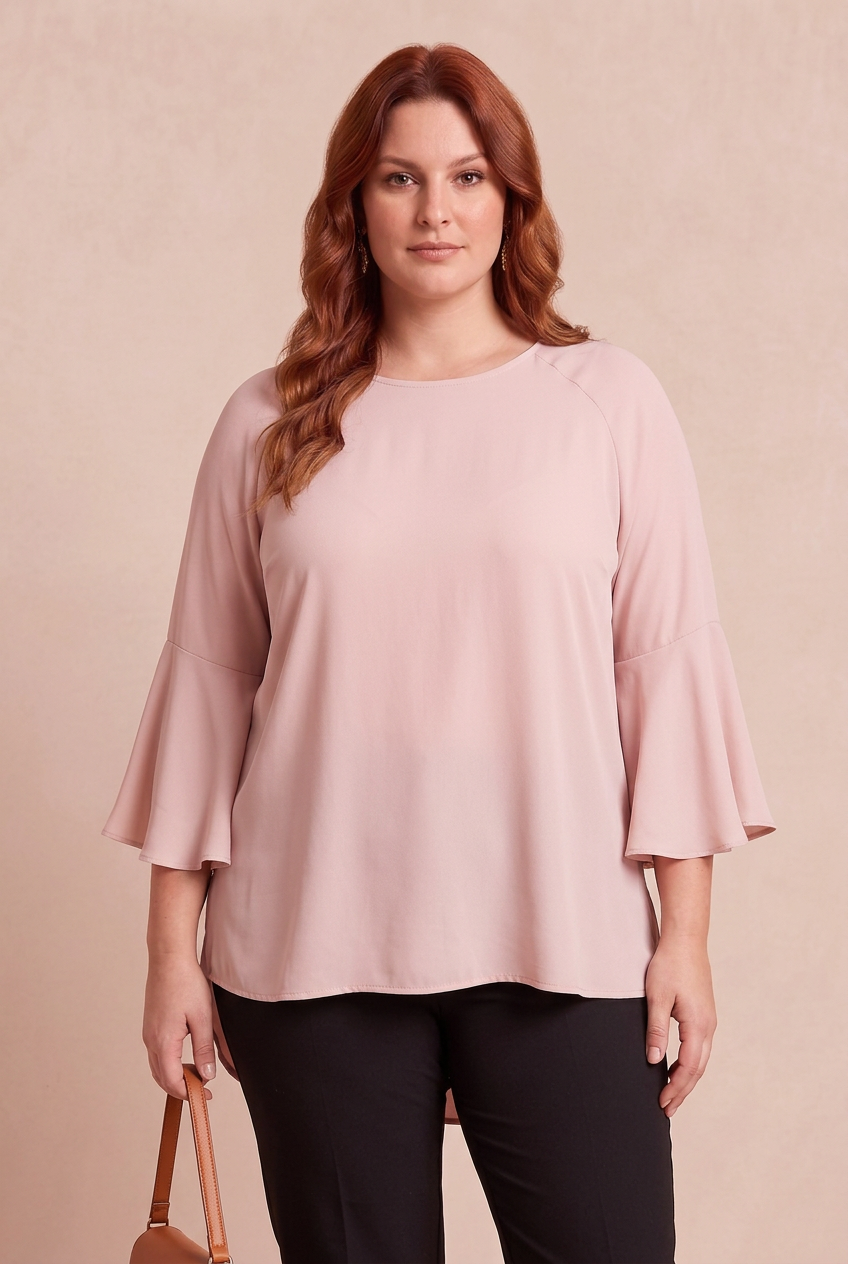 Blouse LORA rose – mode grande taille femme