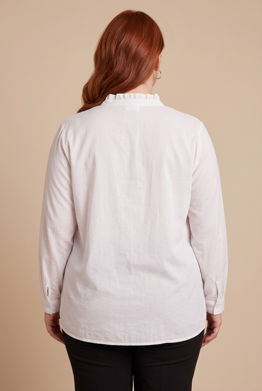 Blouse SANA blanche, vue de dos – mode grande taille femme
