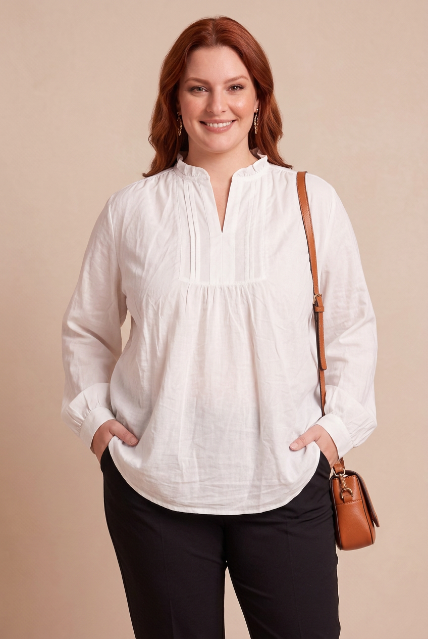 Blouse SANA blanche, vue de face – mode grande taille femme