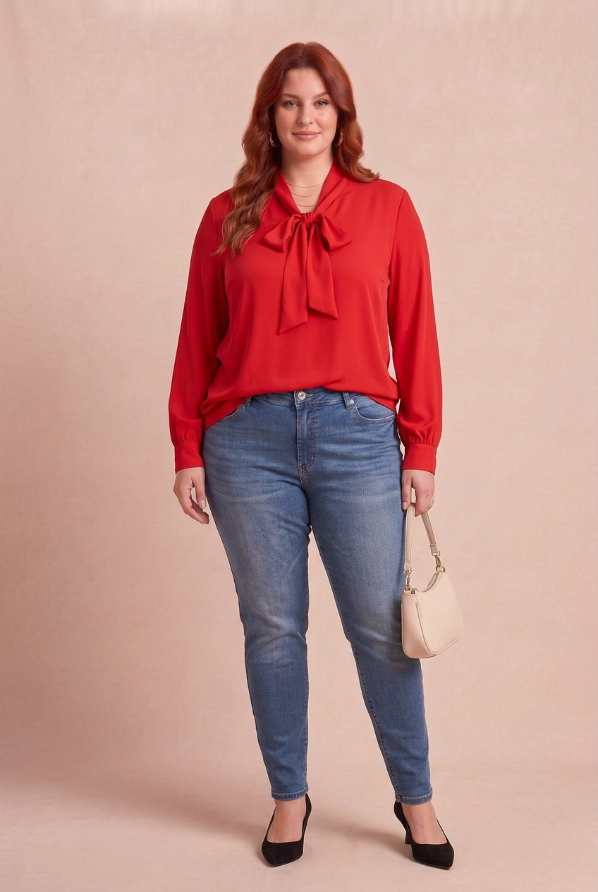 ELINA rouge avec DENIMA – mode grande taille femme