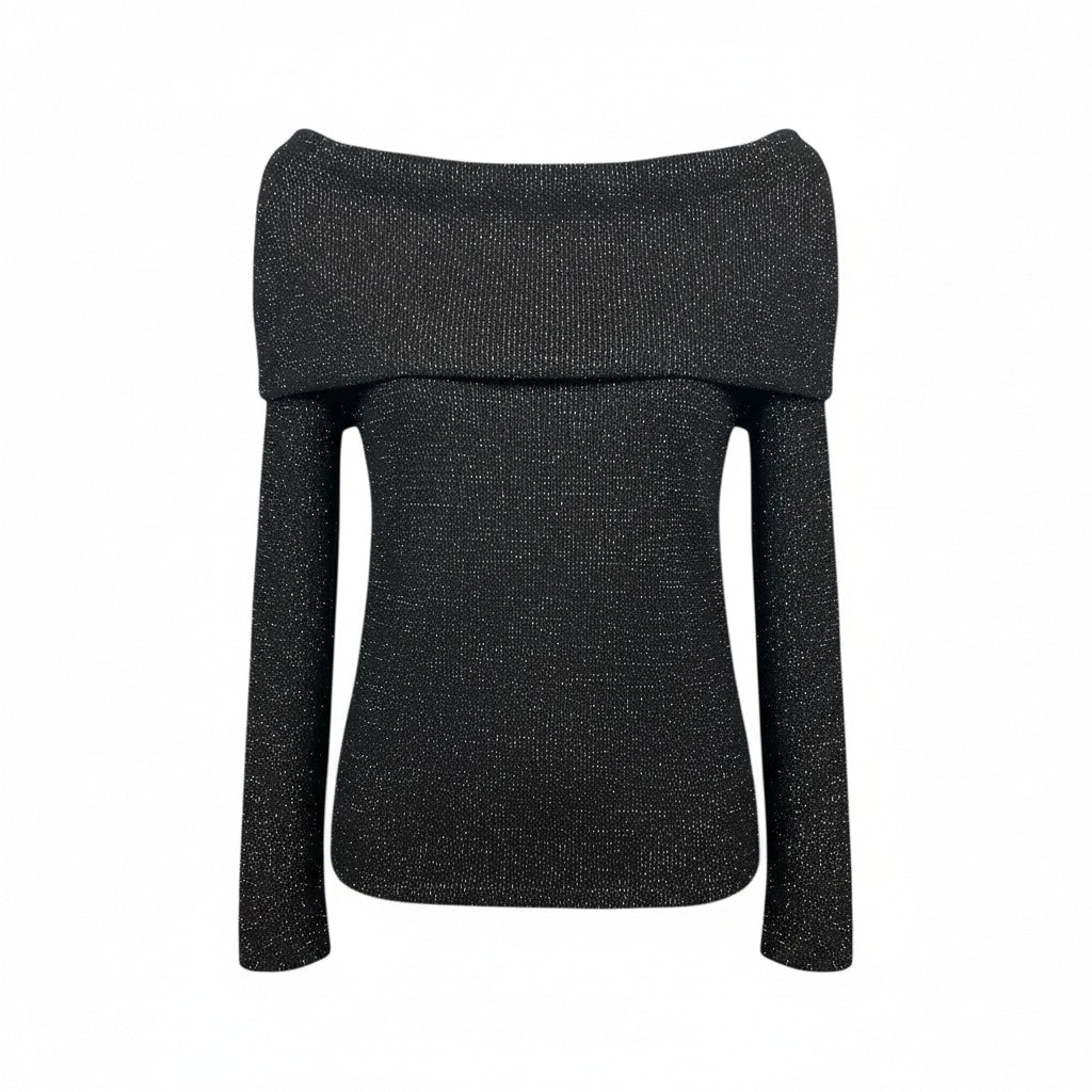 Pull col bateau CLARA effet pailleté – vêtement grande taille femme Harmonist'yle
