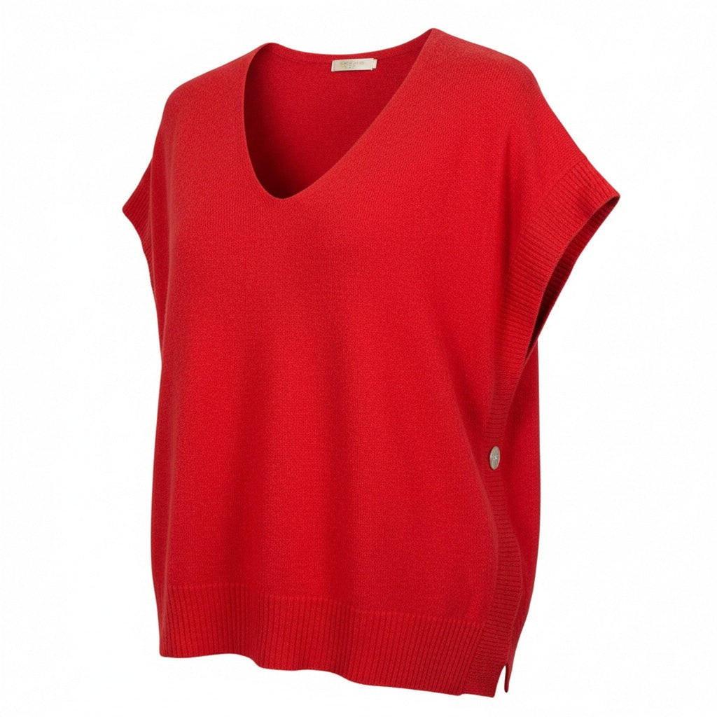 Pull sans manches col V MILA – vêtement grande taille femme Harmonist'yle