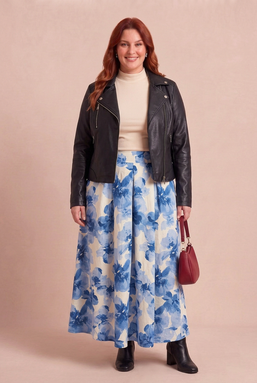 LISE bleue avec ESSENTIAL et REBEL noir – mode grande taille femme
