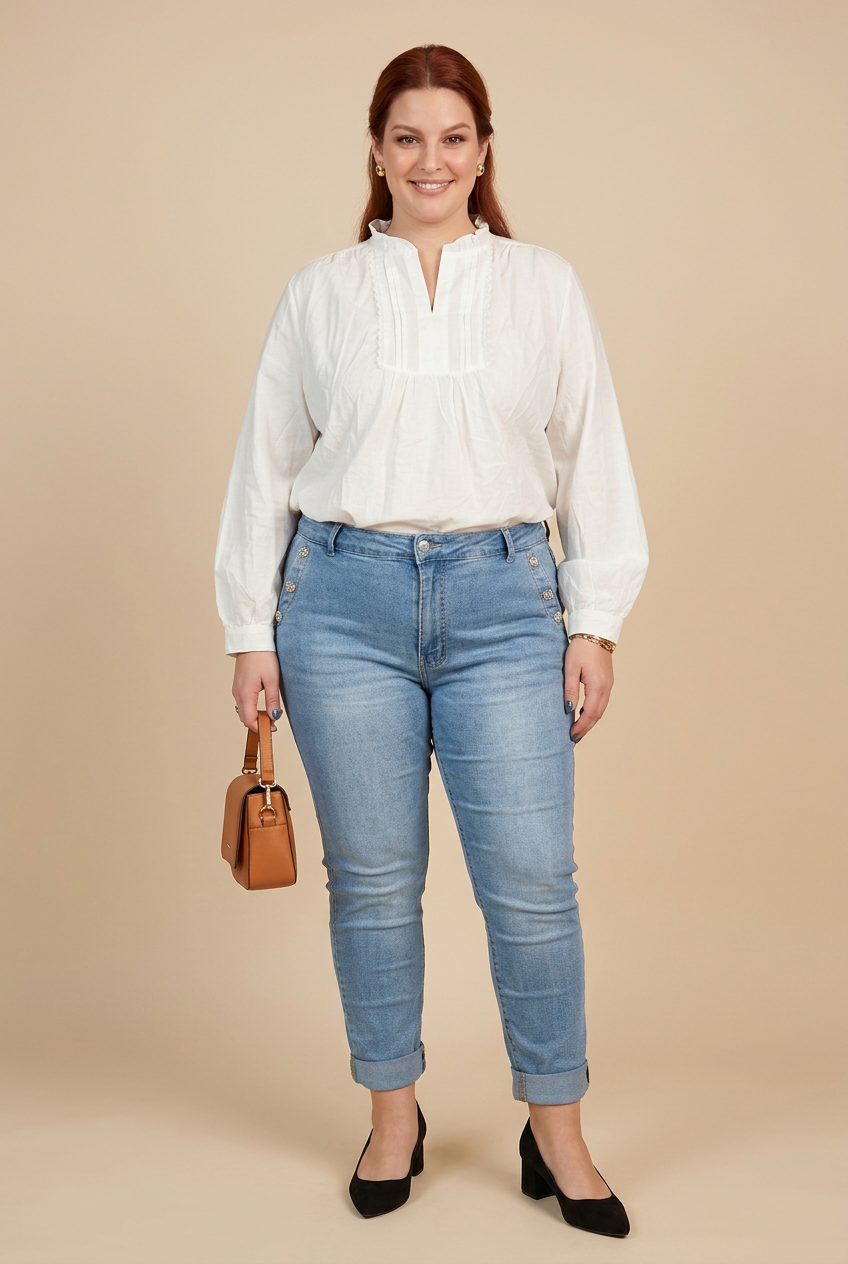 Look jean INES de face – mode grande taille femme