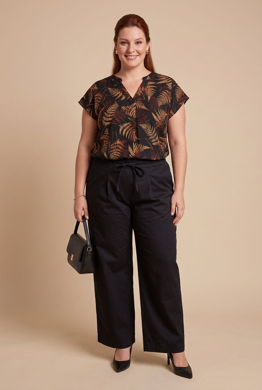 Look NORA noir et blouse ELIA – mode grande taille femme