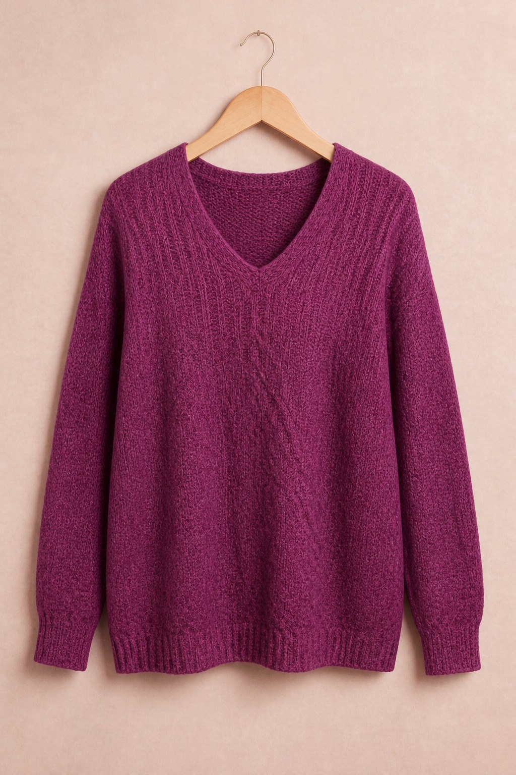 Pull WOOLIA bordeaux grande taille sur cintre