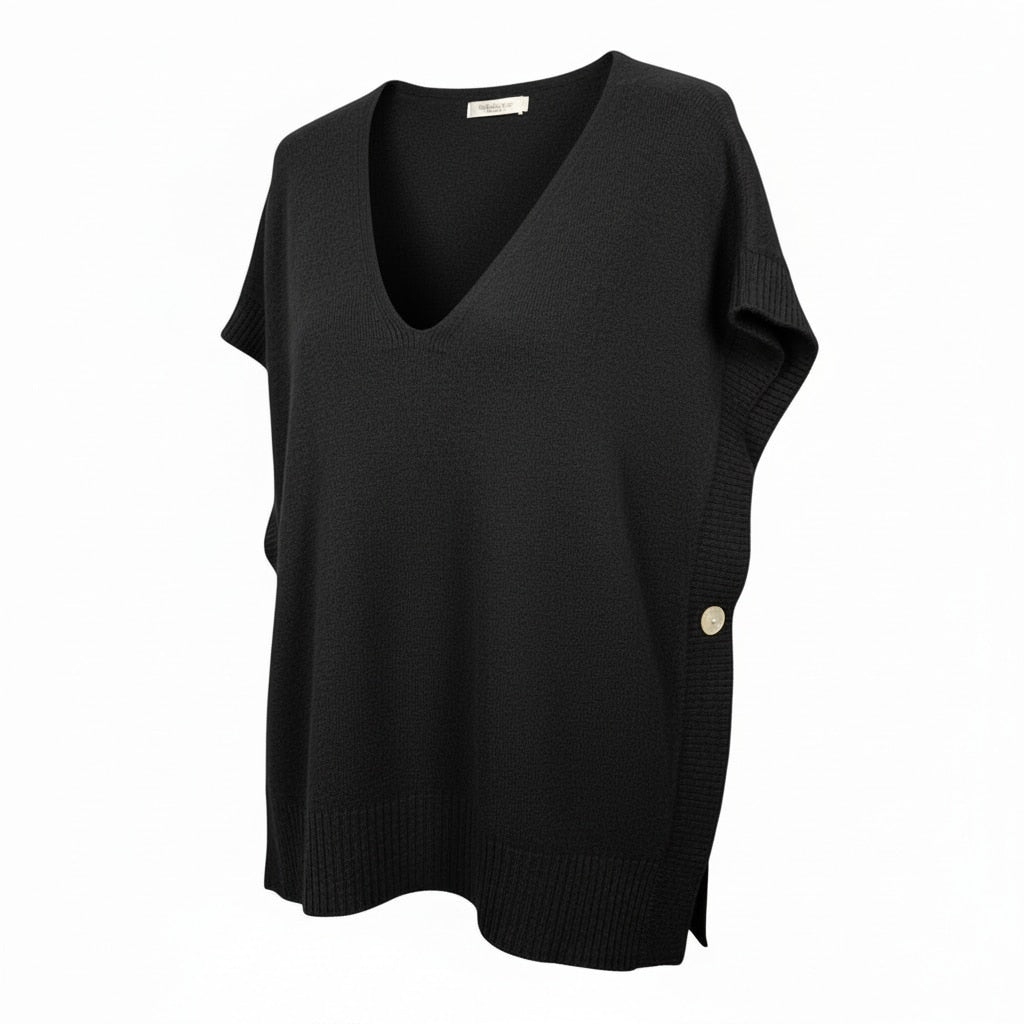 Pull sans manches col V MILA – vêtement grande taille femme Harmonist'yle