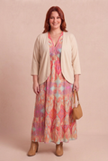 Robe NELY avec gilet OLIA beige – mode grande taille femme