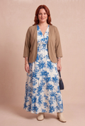 Robe NOLA avec gilet OLIA taupe – mode grande taille femme