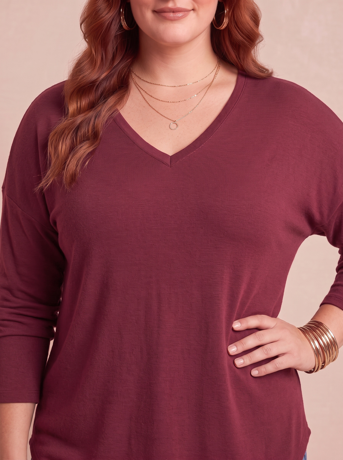 Pull col V VERA détail maille et col V – grande taille femme Harmonist'yle