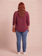 Pull col V VERA bordeaux vu de dos – grande taille femme Harmonist'yle