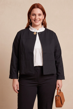 Veste KIRA avec blouse SANA, vue de face – mode grande taille femme