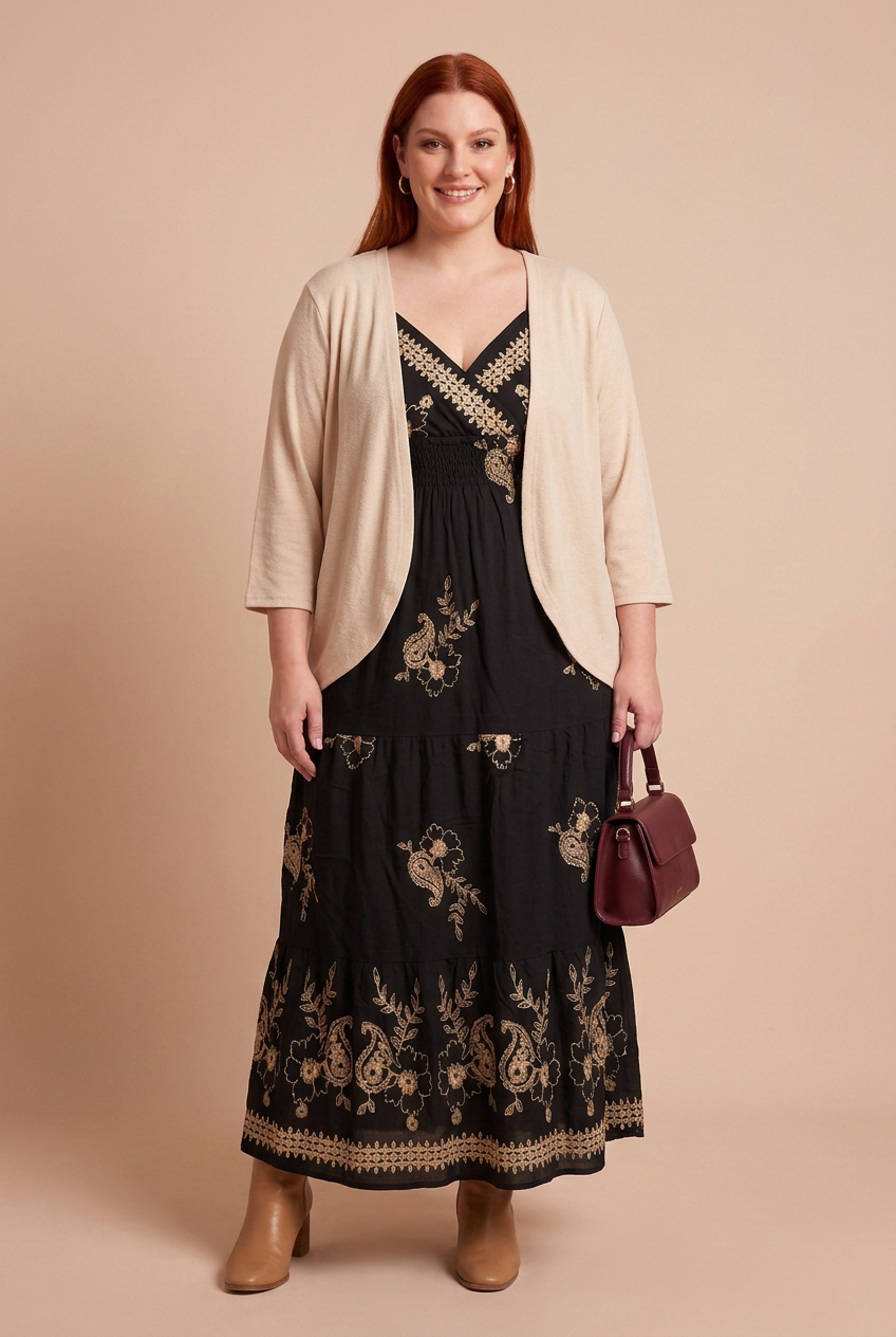 ZOÉ noire avec OLIA beige – mode grande taille femme