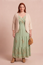ZOÉ vert d’eau avec OLIA beige – mode grande taille femme
