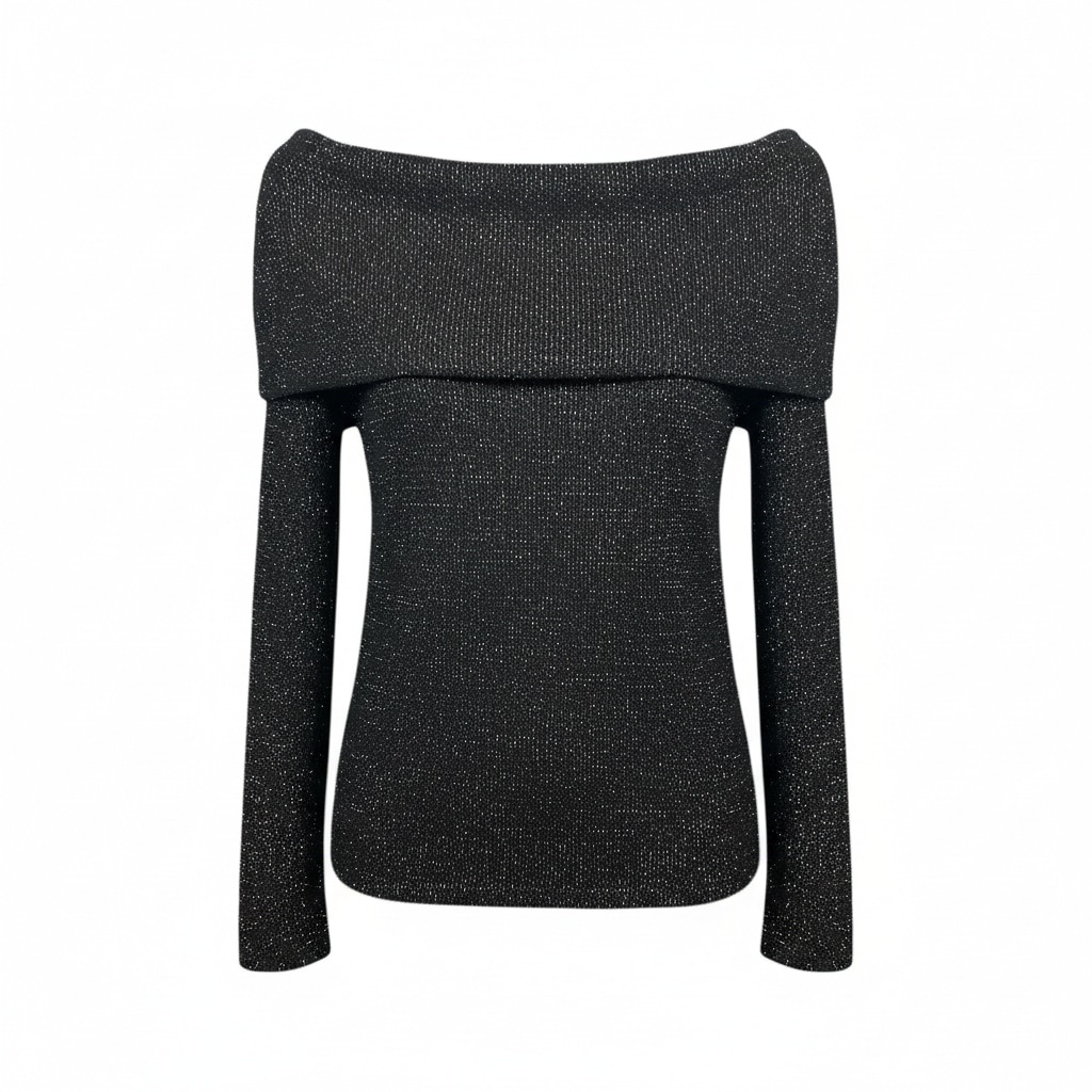 Pull col bateau CLARA – effet pailleté grande taille femme - Harmonistyle