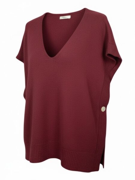 Pull sans manche col V boutonné MILA grande taille femme - Harmonistyle