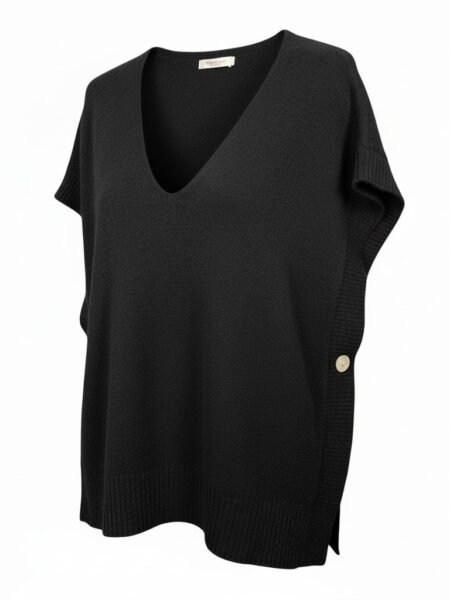 Pull sans manche col V boutonné MILA grande taille femme - Harmonistyle