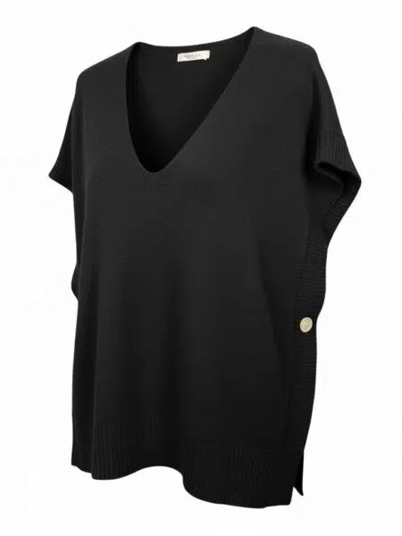 Pull sans manche col V boutonné MILA grande taille femme - Harmonistyle
