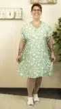 Robe courte à fleurs verte