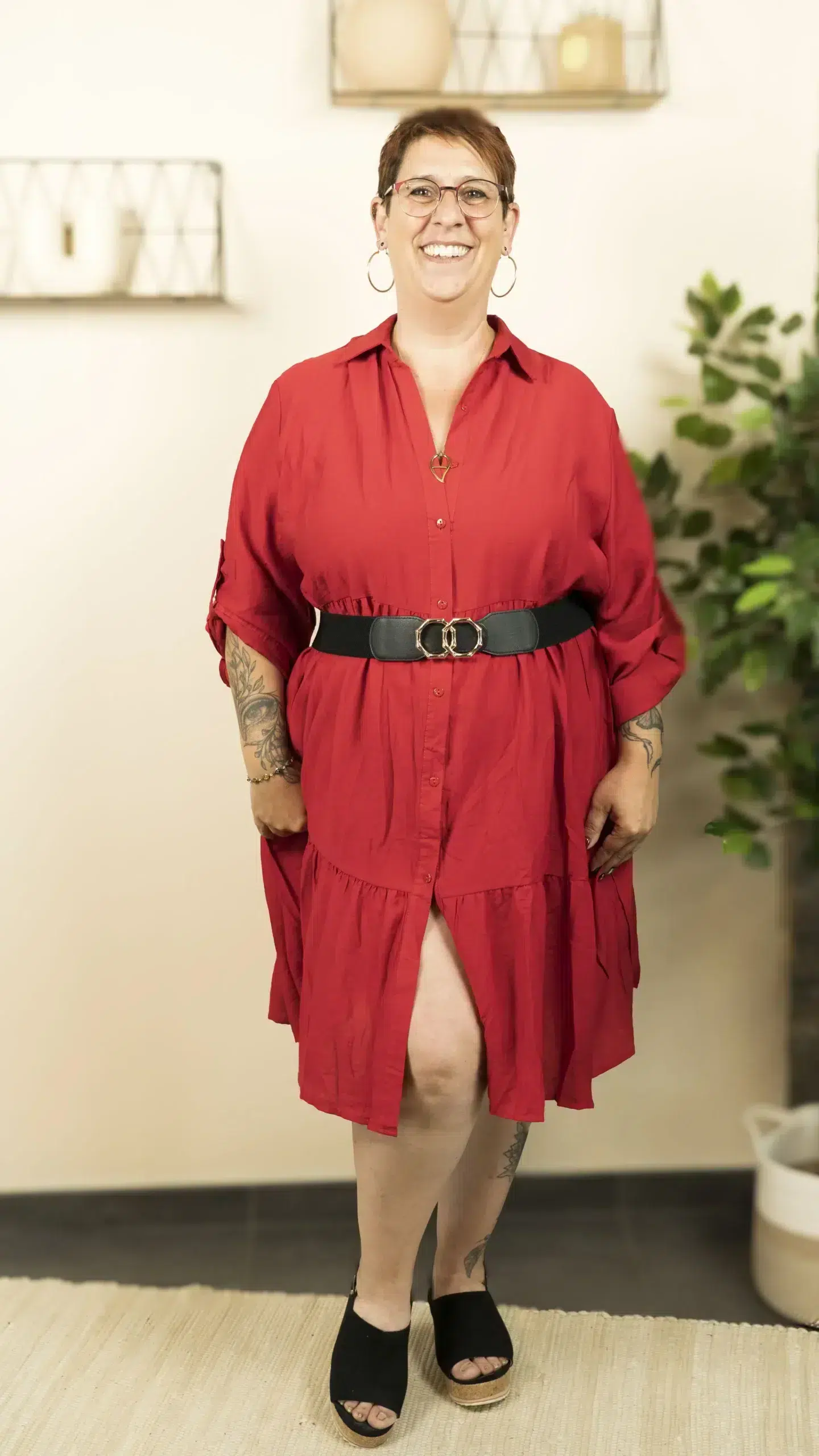 Robe chemise rouge